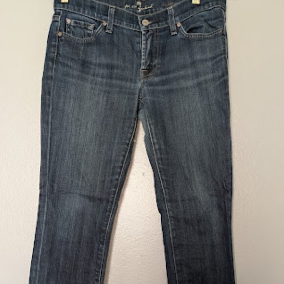 7 for All Mankind 28 Straight Leg Low Rise Dark Blue Denim Wash Women's Jeans - Picture 1 of 7